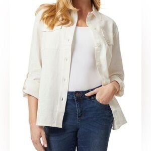 NWT Jones New York Shirt Jacket Shacket Soft White Size Medium